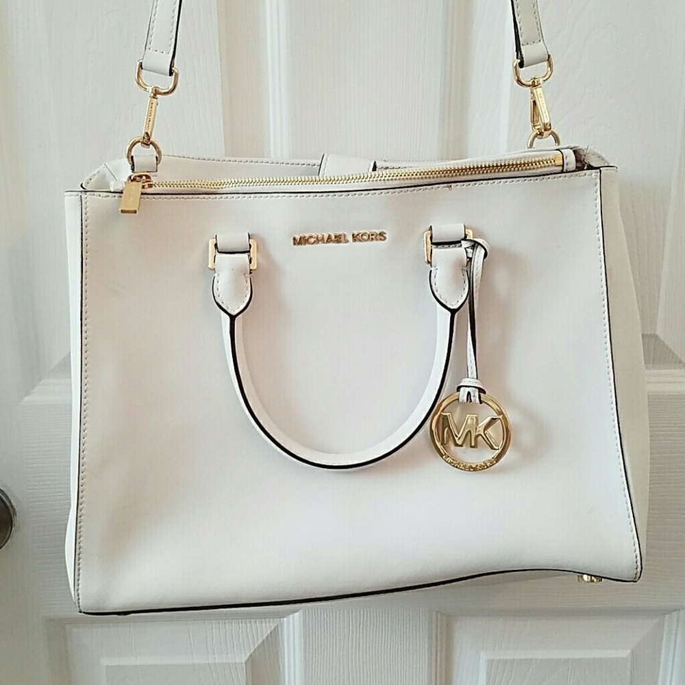 Mikael Kors Sutton Satchel Large Optic White